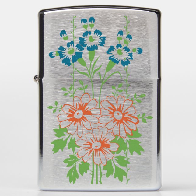 Baroque Wallpaper Flower bouquet Zippo Lighter (Front)