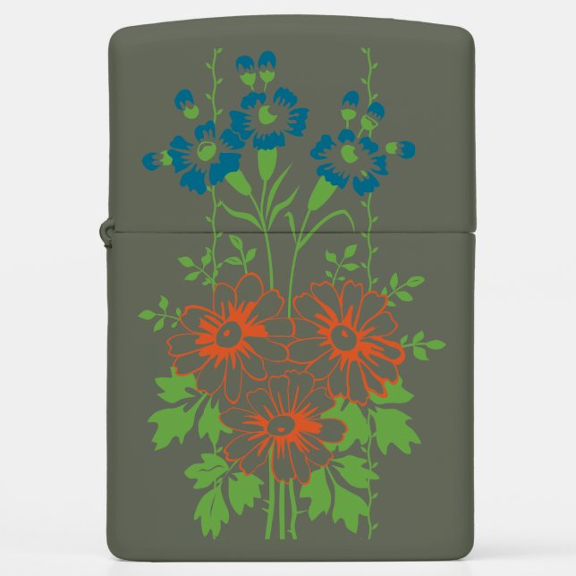 Baroque Wallpaper Flower bouquet Zippo Lighter (Front)