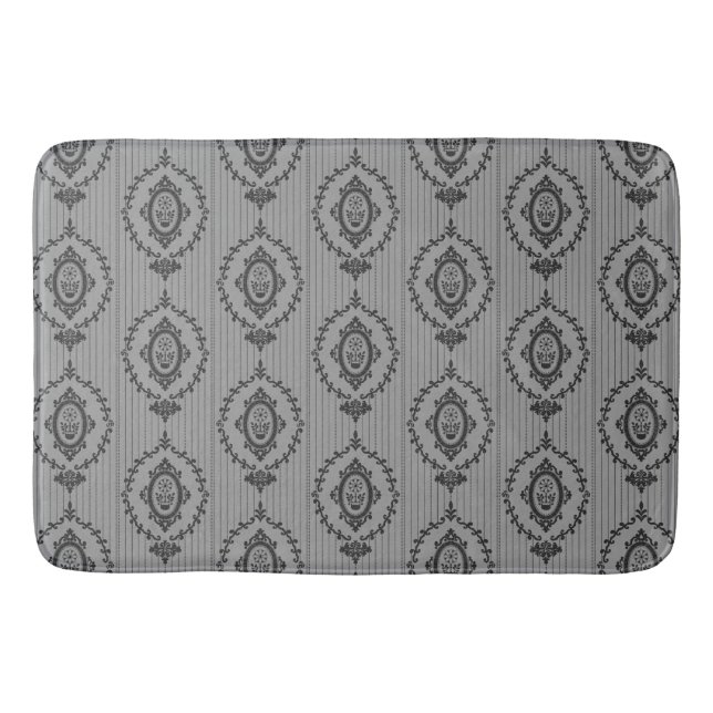 Baroque Wallpaper Grey Bath Mat (Front)