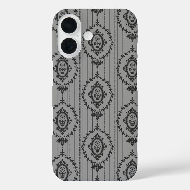 Baroque Wallpaper Grey Case-Mate iPhone Case (Back)