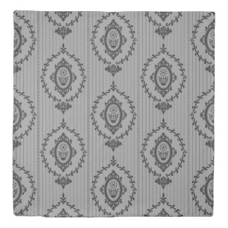 Baroque Wallpaper Grey Duvet Cover