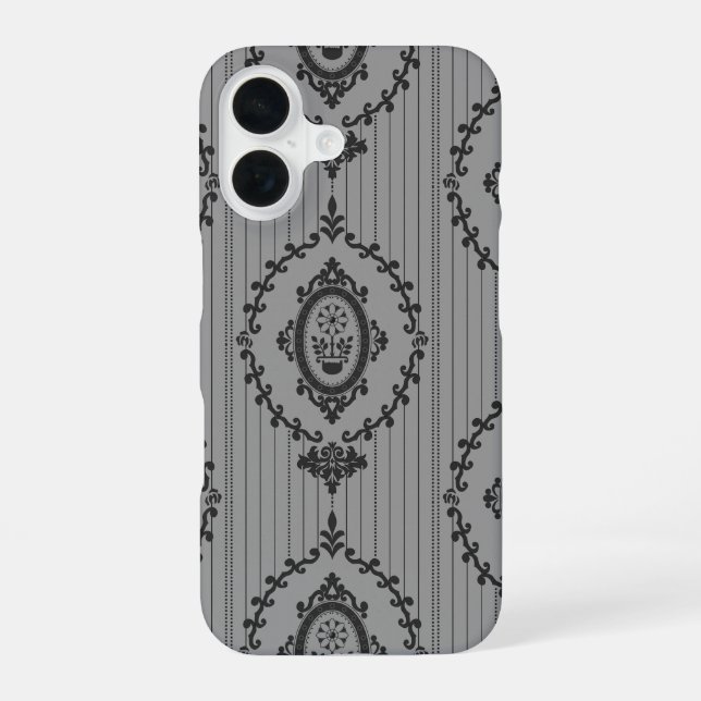 Baroque Wallpaper Grey Iphone Case (Back)