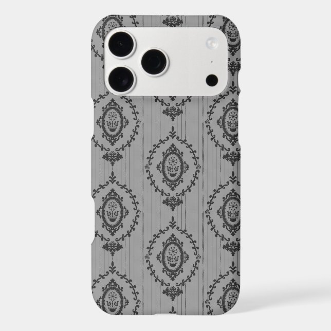 Baroque Wallpaper Grey Iphone Case (Back)