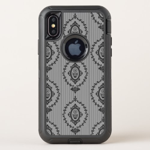Baroque Wallpaper Grey OtterBox Defender iPhone X Case