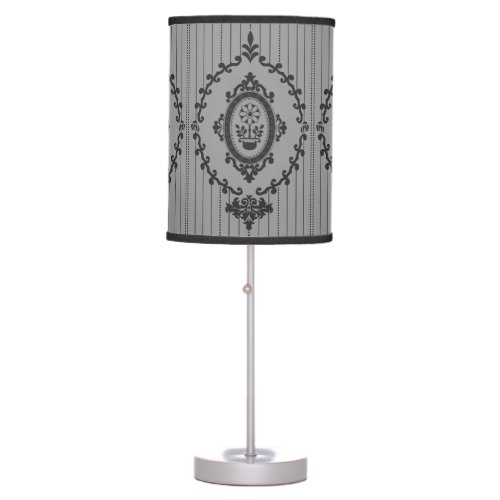 Baroque Wallpaper Grey Table Lamp