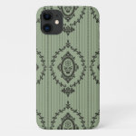 Baroque Wallpaper in Green iPhone 11 Case