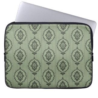 Baroque Wallpaper in Green Laptop Sleeve
