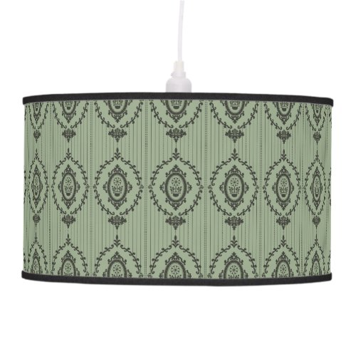 Baroque Wallpaper in Green Tripod Lamp