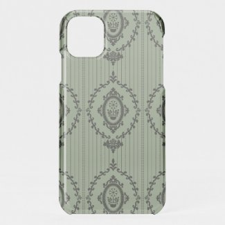 Baroque Wallpaper in Green iPhone 11 Case