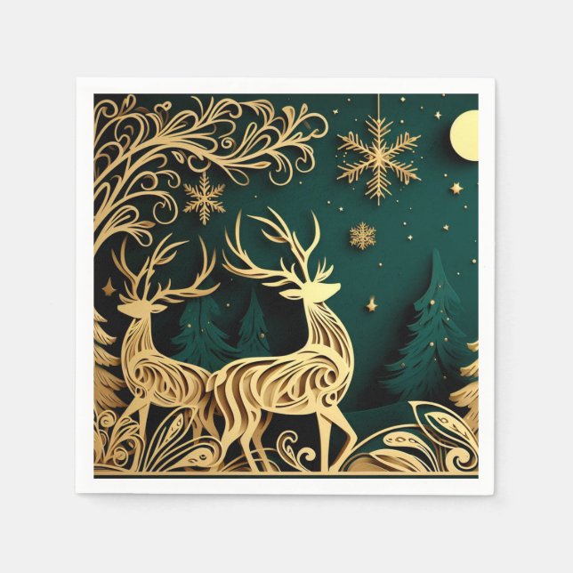 Baroque Winter Stags Napkins (Front)