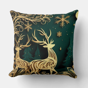 Baroque Winter Stags Throw Pillow