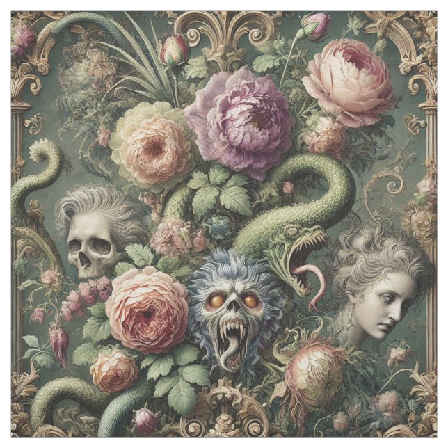 Baroquing Boundaries – Gothic Statement Tile Fabric (Swatch)