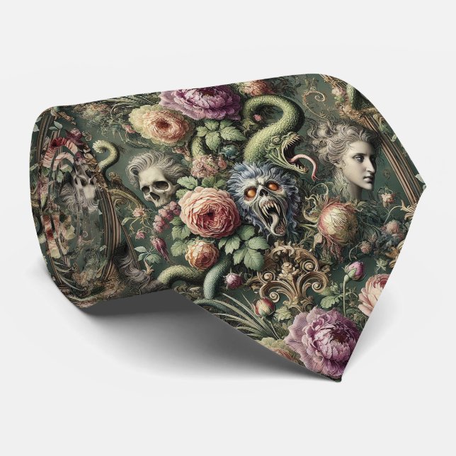Baroquing Boundaries – Gothic Victorian  Neck Tie (Rolled)