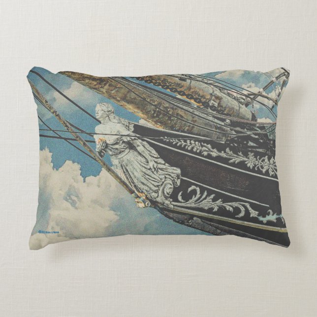 Barque Elissa Figurhead Accent Pillow (Front)