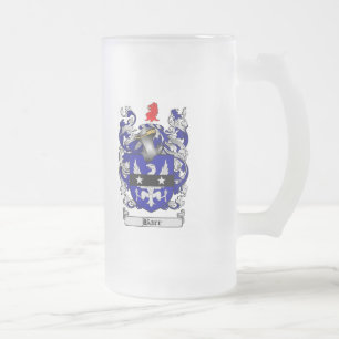 BARR FAMILY CREST - BARR COAT OF ARMS FROSTED GLASS BEER MUG