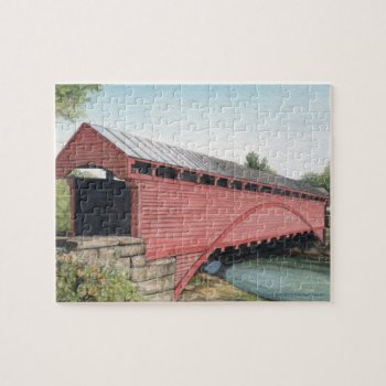 Barracksville Covered Bridge Jigsaw Puzzle by mlmmlm777art at Zazzle