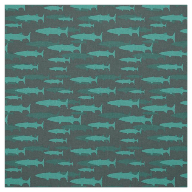 Barracuda Blue Fish Pattern Fabric (Swatch)