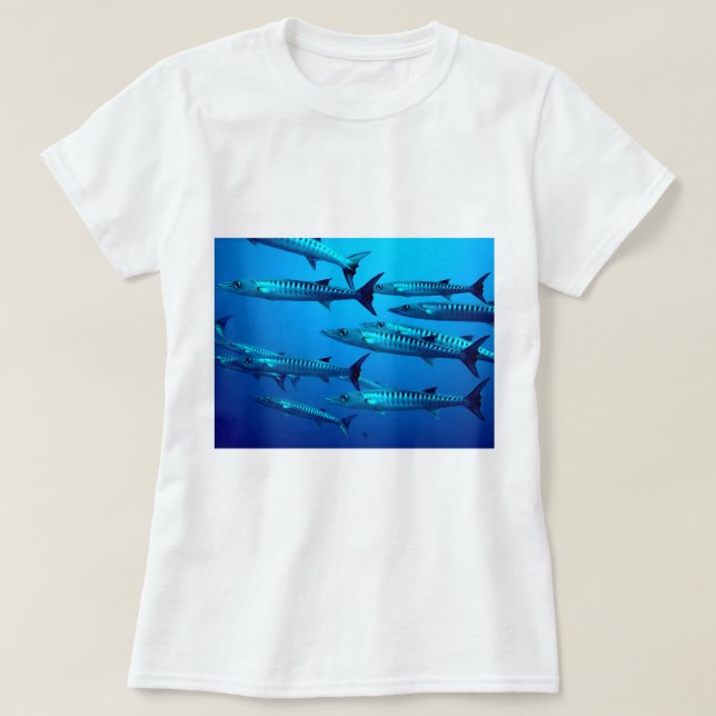 barracuda dive deep sea ocean water tropical wave T-Shirt (Design Front)