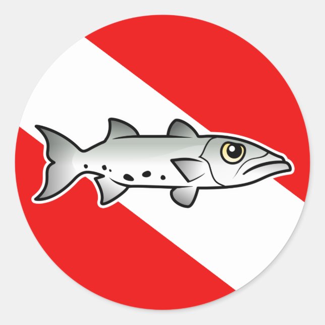 Barracuda Dive Flag Classic Round Sticker (Front)
