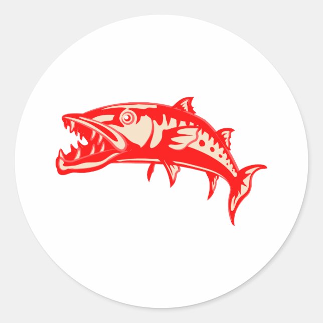 Barracuda Fish #6 Classic Round Sticker (Front)