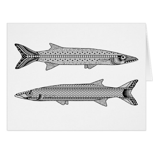 Barracuda Fish Adult Coloring Big Card (Front Horizontal)
