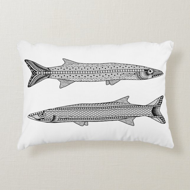 Barracuda Fish Adult Coloring Pillow (Front)