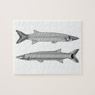 Barracuda Fish Adult Coloring Puzzle