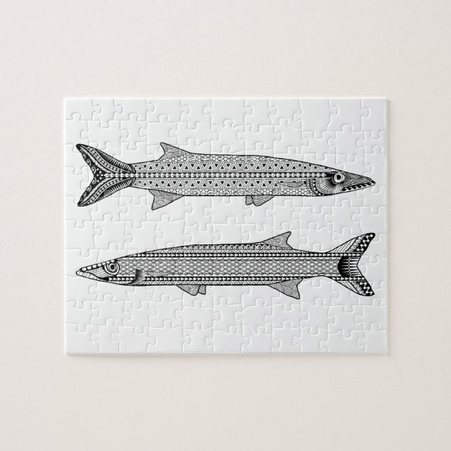 Barracuda Fish Adult Coloring Puzzle (Horizontal)