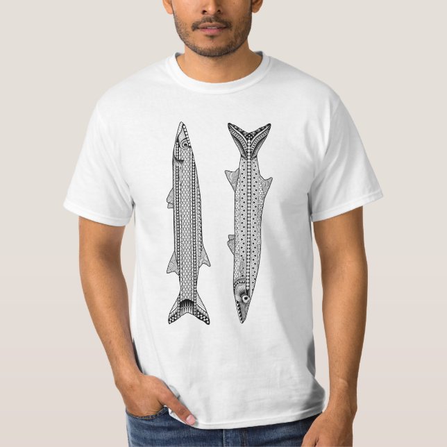 Barracuda Fish Adult Coloring Shirt (Front)