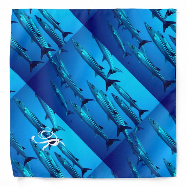 Barracuda Fish Dive Deep Ocean Water hair wrap Bandana (Front)