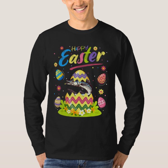 Barracuda Fish   Easter Egg Barracuda Happy Easter T-Shirt (Front)