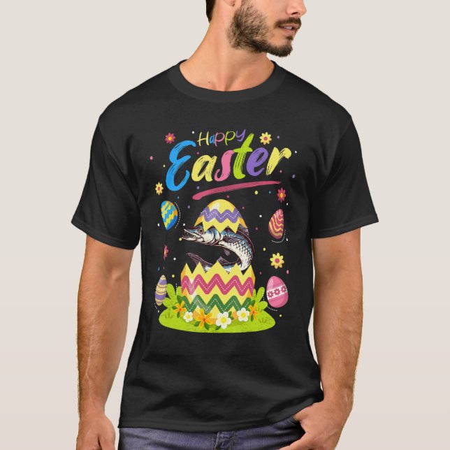Barracuda Fish   Easter Egg Barracuda Happy Easter T-Shirt (Front)