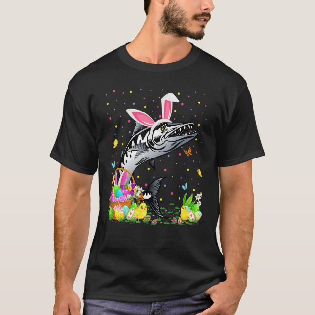 Barracuda Fish Easter Egg Hunt Bunny Barracuda Eas T-Shirt (Front)