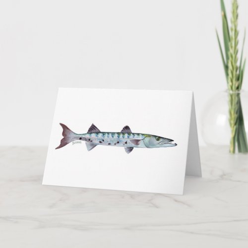 Barracuda fish greetings card