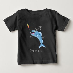 Barracuda fish hungry fishing cartoon illustration baby T-Shirt