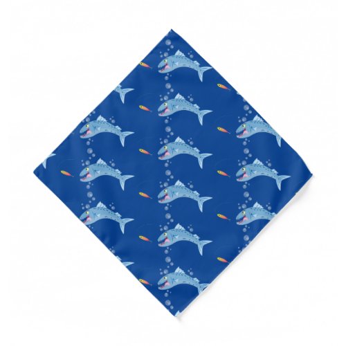 Barracuda fish hungry fishing cartoon illustration bandana