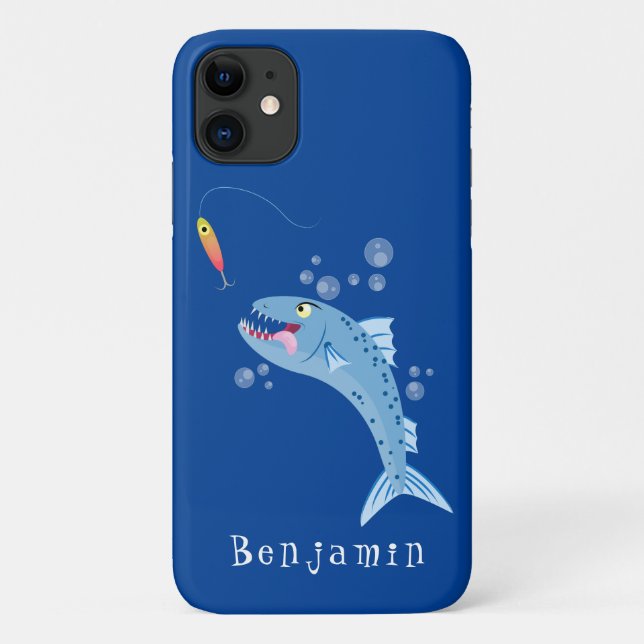 Barracuda fish hungry fishing cartoon illustration Case-Mate iPhone case (Back)