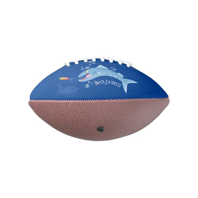Barracuda fish hungry fishing cartoon illustration football (Rotated 270)