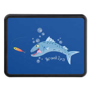 Barracuda fish hungry fishing cartoon illustration hitch cover
