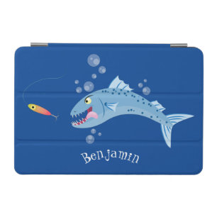 Barracuda fish hungry fishing cartoon illustration iPad mini cover
