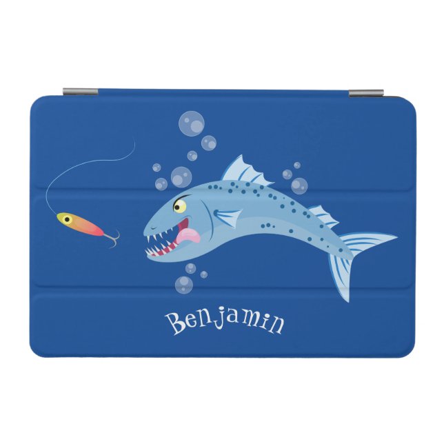 Barracuda fish hungry fishing cartoon illustration iPad mini cover (Horizontal)