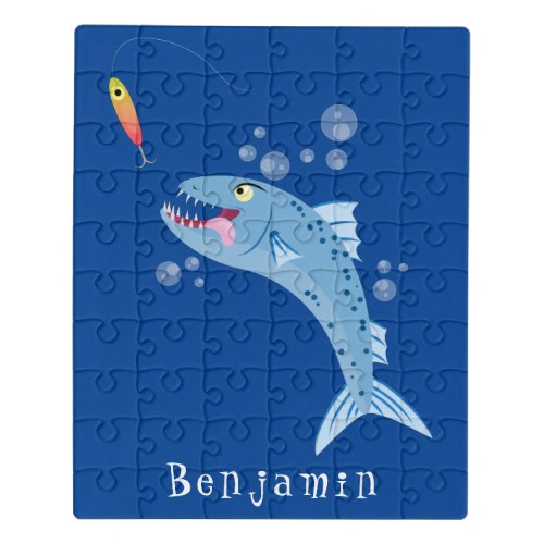 Barracuda fish hungry fishing cartoon illustration jigsaw puzzle