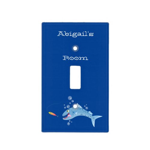 Barracuda fish hungry fishing cartoon illustration light switch cover