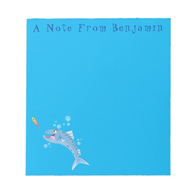 Barracuda fish hungry fishing cartoon illustration notepad (Front)