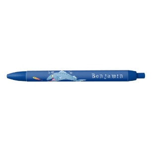 Barracuda fish hungry fishing cartoon illustration pen
