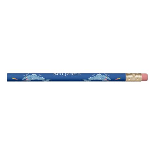 Barracuda fish hungry fishing cartoon illustration pencil