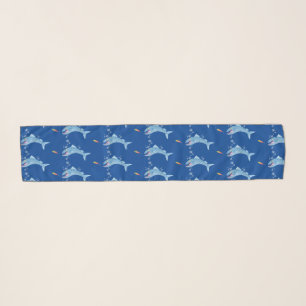 Barracuda fish hungry fishing cartoon illustration scarf