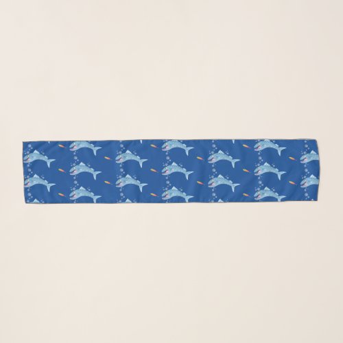 Barracuda fish hungry fishing cartoon illustration scarf