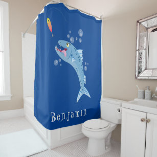 Funny fish and fishing cartoon shower curtain.  Fishing humor, Shower  curtain, Fishing quotes