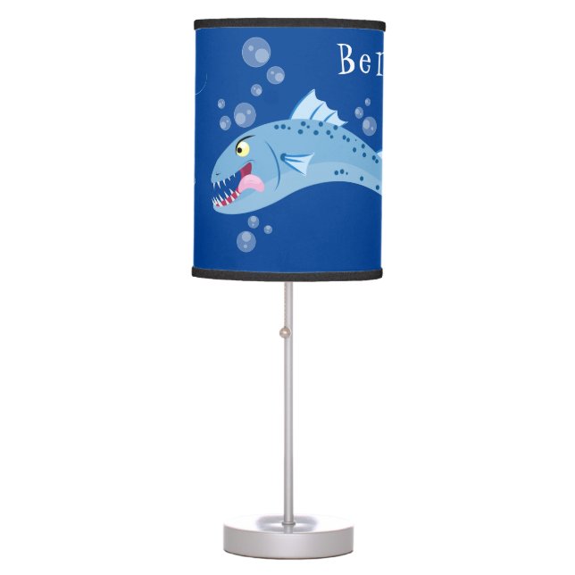 Barracuda fish hungry fishing cartoon illustration table lamp (Front)